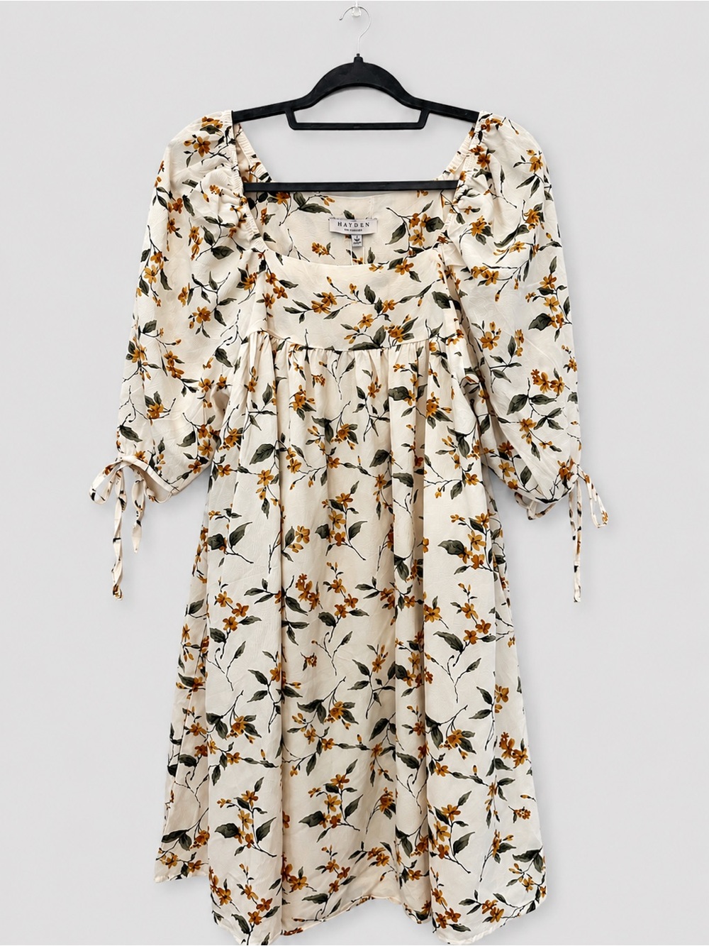 Hayden off white Midi Dress with Mustard Floral Print